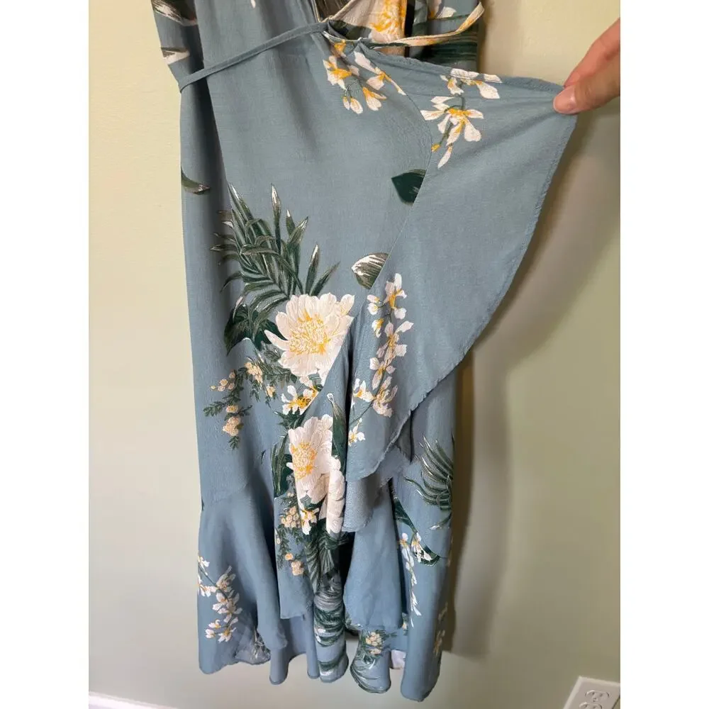 Leith Tropical Floral Wrap Dress XS Sleeveless Summer Feminine Cottage - Picture 4 of 8